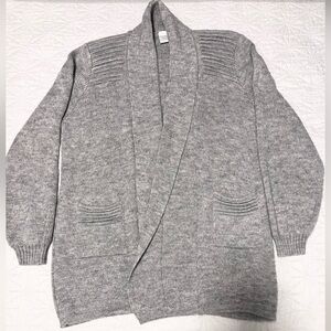 Handmade in Peru alpaca wool open front shawl collar cardigan grey hand knit